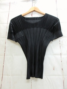 PLEATS PLEASE プリーツプリーズ プリーツ半袖カットソー 3 PP01-JK735 ブラック ポリエステル100% 日本製 ISSEY MIYAKE イッセイミヤケ