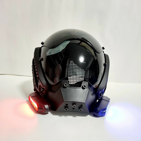 【セール】 日本製 サイバーパンク風 LEDマスク フル フェーススマスク ミラーマスク 新品未使用 