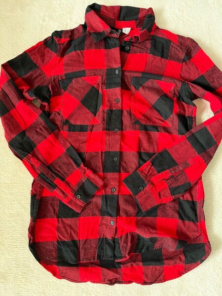 H&M チェックシャツ レッドチェック コットン100% サイズEUR32 CN 155/76A DIVIDED レディース
