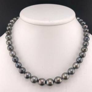 E03-8333 黒蝶パールネックレス 8.0mm~10.90mm 40cm 52.3g ( 黒蝶真珠 Pearl necklace SILVER )