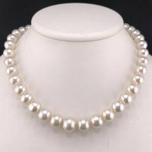 E04-983 大玉☆南洋パールネックレス 9.0mm~13.50mm 41cm 76.6g K18WG K18 ( 南洋 真珠 Pearl necklace 大玉 )の画像1