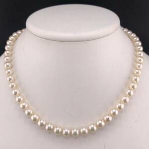 E03-9890 アコヤパールネックレス 7.0mm~7.5mm 41cm 33.6g ( アコヤ真珠 Pearl necklace SILVER )