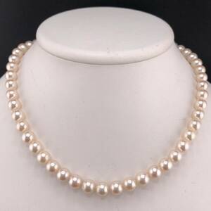 E03-10574 アコヤパールネックレス 7.5mm~8.0mm 41cm 36.1g K14WG ( アコヤ真珠 Pearl necklace )