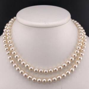 E03-9655 アコヤロングパールネックレス 7.0mm~7.5mm 約82cm 63.2g ( アコヤ真珠 ロング Pearl necklace SILVER )