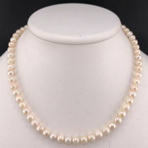 E04-1378☆☆☆ アコヤパールネックレス 6.5mm 41cm 27.8g ( アコヤ真珠 Pearl necklace SILVER )