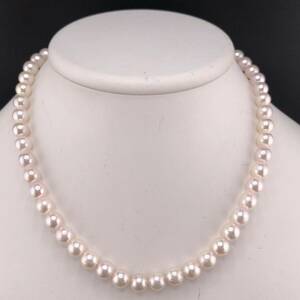 E04-3092 アコヤパールネックレス 7.5mm~8.0mm 40cm 37.2g ( アコヤ真珠 Pearl necklace SILVER )