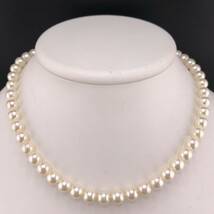 E04-2705 アコヤパールネックレス 7.5mm~8.0mm 39cm 36.8g ( アコヤ真珠 Pearl necklace SILVER )_画像1