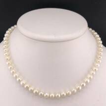 E04-3687 アコヤパールネックレス 6.0mm~6.5mm 37cm 22.7g ( アコヤ真珠 Pearl necklace SILVER )_画像1