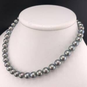 E04-2726 黒蝶パールネックレス 8.5mm~9.0mm 39cm 44.7g ( 黒蝶真珠 Pearl necklace SILVER )の画像2