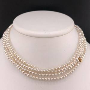 P04-0028 【2連☆K18】アコヤベビーパールネックレス 3.8mm~約72cm 30.6g ( アコヤ真珠 ベビーロング Pearl necklace K18 )