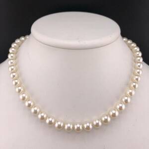 E04-4288 ルビー付き☆アコヤパールネックレス 8.0mm 39cm 42.3g ( アコヤ真珠 Pearl necklace K14WG ルビー )