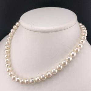 E04-5025 アコヤパールネックレス 8.0mm~8.5mm 39cm 40.6g ( アコヤ真珠 Pearl necklace SILVER )の画像2