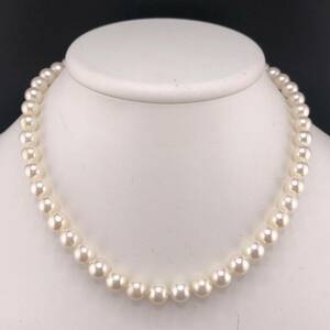 E04-5025 アコヤパールネックレス 8.0mm~8.5mm 39cm 40.6g ( アコヤ真珠 Pearl necklace SILVER )