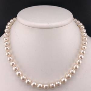 E04-6317 アコヤパールネックレス 8.0mm~8.5mm 40cm 42.8g ( アコヤ真珠 Pearl necklace SILVER )