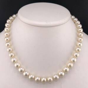 E04-5742 大玉☆アコヤパールネックレス 9.0mm~9.5mm 40cm 53g ( アコヤ真珠 Pearl necklace K14WG )の画像1