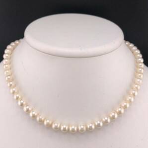 E04-6166 アコヤパールネックレス 6.5mm~7.0mm 37cm ( アコヤ真珠 Pearl necklace SILVER )の画像1