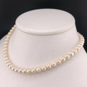 E04-6166 アコヤパールネックレス 6.5mm~7.0mm 37cm ( アコヤ真珠 Pearl necklace SILVER )の画像2