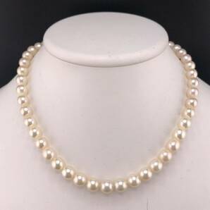 E04-5843 アコヤパールネックレス 8.0mm~8.5mm 40cm 41.4g ( アコヤ真珠 Pearl necklace SILVER )の画像1