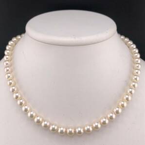 E04-7130 アコヤパールネックレス 7.0mm~7.5mm 40cm 33.3g ( アコヤ真珠 Pearl necklace SILVER )の画像1