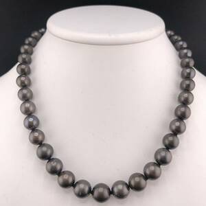 E04-6747★★黒蝶パールネックレス 9.0mm~12.0mm 43cm 61.9g ( 黒蝶真珠 Pearl necklace SILVER )