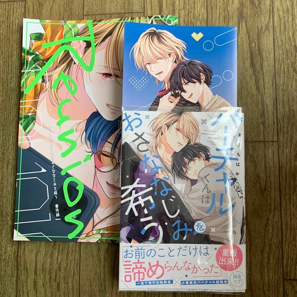 バーチャルくんはおさななじみを希う コミック＆番外編セット あきちはや 4Pリ－フレット＆ブックカバー付き