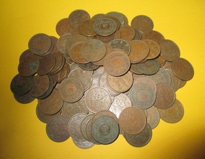 *.1 sen blue copper coin {100 sheets } normal goods +-