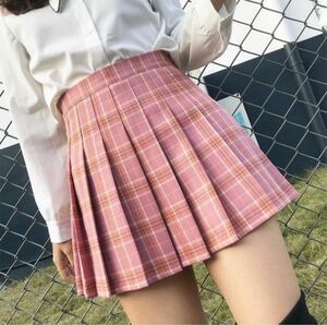 【プリーツスカートのみ】ピンクチェック　制服　　制服コーデ　学生服　女子高生　JK 女子大生