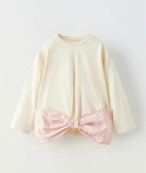 ZARA babyザラベビー*リボンコントラストトップス*エクリュ*80