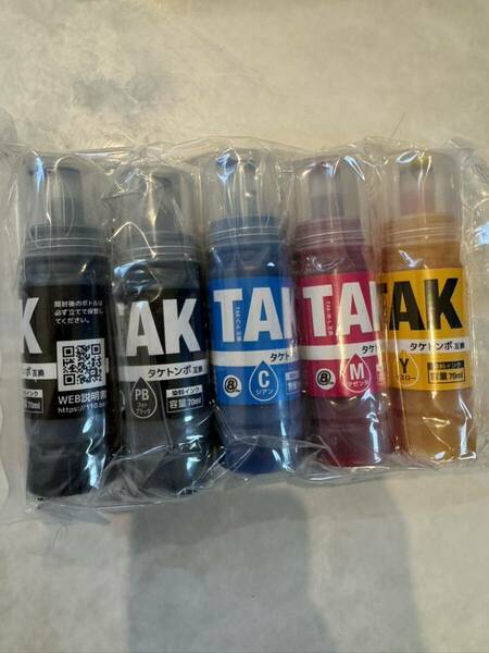 エプソン用最優良互換インクボトル TAK-L(PB×2/C/M/Y) ５本セット 【タケトンボ】(増量) 互換　互換品　インク　新品　未使用　大容量