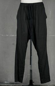 美品 21SS定価40700円 JULIUS ユリウス 希少 リネン カバード サルエル パンツ 黒 3/ L XL 麻 rickowens drkshdw Yohji Yamamoto Y-3 GUIDI