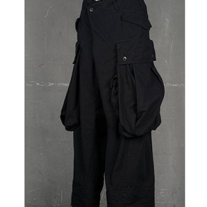 美品 21SS定価52800円 JULIUS ユリウス 希少フォールデッド バギー カーゴ パンツ 黒 3/ L XL rickowens drkshdw Yohji Yamamoto Y-3 GUIDIの画像6