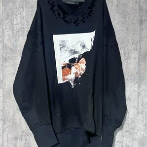 美品 23SS定価51700円 JULIUS ユリウス 希少コットン スウェット ダメージプルオーバー 黒 2/ rickowens drkshdw Yohji Yamamoto Y-3 GUIDIの画像8