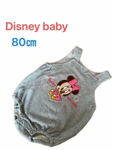 Disney baby ディズニーベビー　ミニー　ロンパース　だるまオール　80㎝　グレー　スエット素材