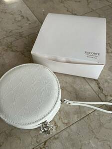  cosme Decorte * white round shape Novelty pouch unused!c