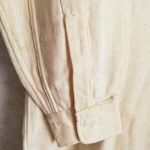 希少 フランス軍 ヴィンテージ ホスピタル ウールシャツ HM 生成り フレンチワーク ミリタリー グランパシャツ スモックの画像5
