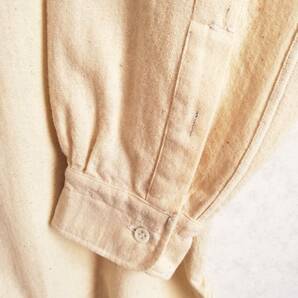 希少 フランス軍 ヴィンテージ ホスピタル ウールシャツ HM 生成り フレンチワーク ミリタリー グランパシャツ スモックの画像4