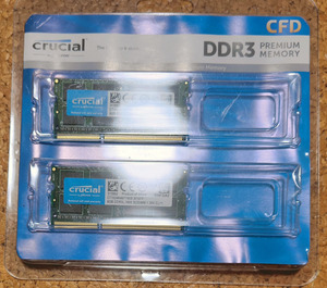 Crucial Micron製 DDR3 8GB×2枚 合計16GB PC3L-12800(DDR3L-1600) SO-DIMM 低電圧版　使用短期間　美品