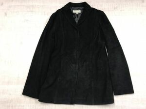 カルバンクライン Calvin Klein coats レトロ モード 山羊革 本革スエード 比翼 テーラードジャケット レディース パキスタン製 9 黒