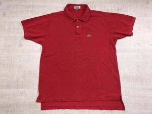 USA製 ラコステ LACOSTE アメカジ トラッド オールド レトロ スポーツ 古着 鹿の子 半袖ポロシャツ メンズ コットン100% 1/2Patron M 赤