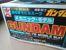 バンダイ　当時物　機動戦士ガンダムシリーズ　1/72スケール　メカニックモデル　ガンダム　未組立品　外箱傷みあり　旧バンダイ　旧マーク_画像1