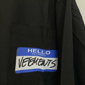 VETEMENTS ヴェトモンMy Name Is シャツ コットンポプリン ブラック中古 希少 Mサイズの画像3