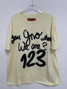 RRR 123 半袖 Tシャツ コットンジャージー プリント入り カットソー 丸衿 オーバーサイズ Mサイズ