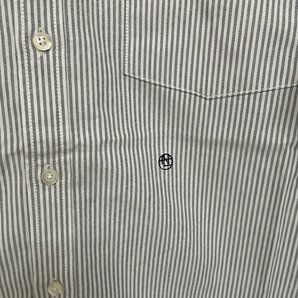 Nanamica ナナミカ nisica Stripe BD Shirt Gray 長袖シャツ ロゴ シャツ 希少 中古 コットン Mサイズの画像2