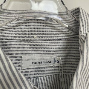 Nanamica ナナミカ nisica Stripe BD Shirt Gray 長袖シャツ ロゴ シャツ 希少 中古 コットン Mサイズの画像3