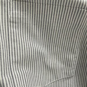 Nanamica ナナミカ nisica Stripe BD Shirt Gray 長袖シャツ ロゴ シャツ 希少 中古 コットン Mサイズの画像8