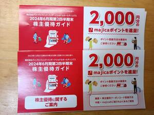 【送料無/追跡有/匿名】パン・パシフィック株主優待のmajicaポイント4000円分(2000円分 2枚）