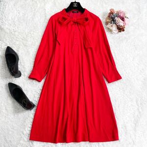  as good as new * close year of model * Max Mara MAX&Co.* bow Thai design *A line Silhouette * long One-piece red ~SIZE38 M corresponding ~