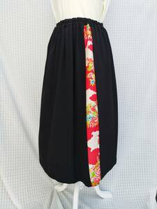 * gathered skirt kimono remake woman . kimono height 79cm silk silk *