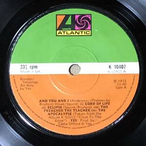 And You And I / Roundabout UK Orig 7' Single