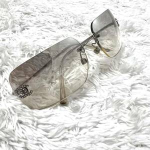 1 jpy ultimate beautiful goods Chanel CHANEL sunglasses gradation color here Mark rhinestone matelasse men's lady's clear glasses 